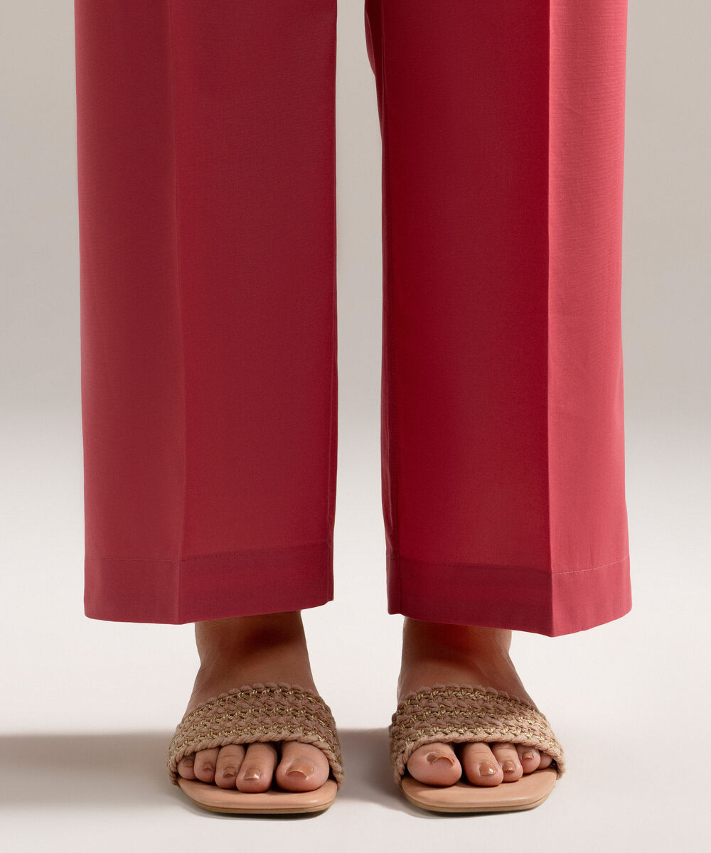 Women's RTW Cambric Solid Pink Straight Pants
