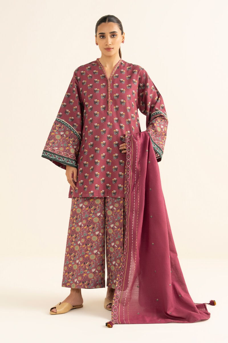 3 Piece - Embroidered Light Khaddar Suit