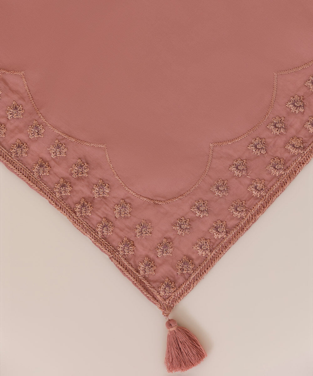 Fine Voile Pink Embroidered Dupatta