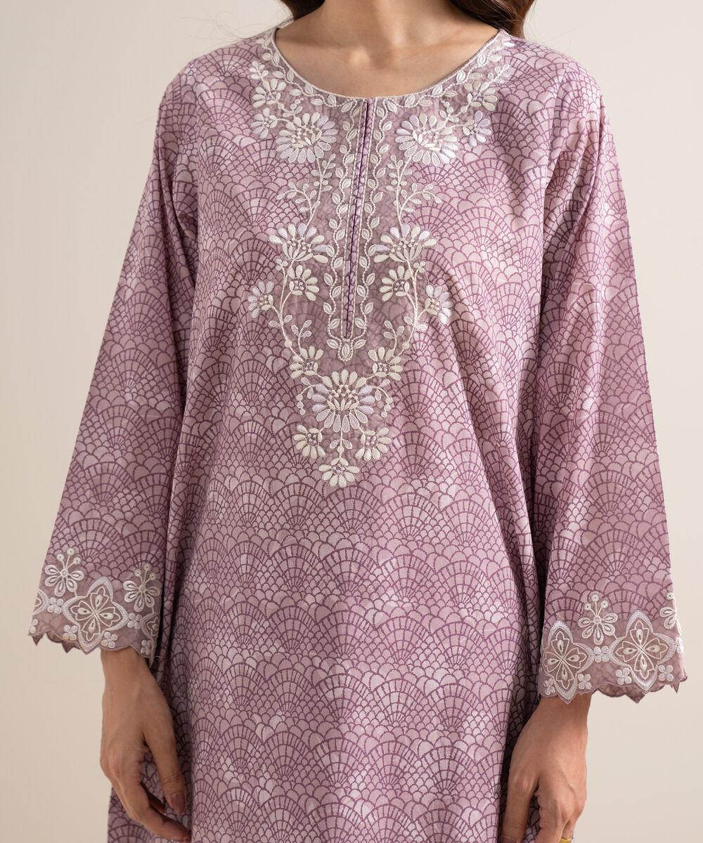 Women's Unstitched Lawn Embroidered Ice Blue 3 Piece Suit