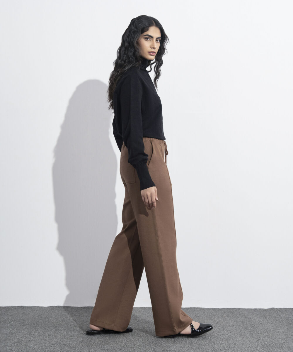 Women's Western Wear Light Brown Interlock Pull-On Trousers