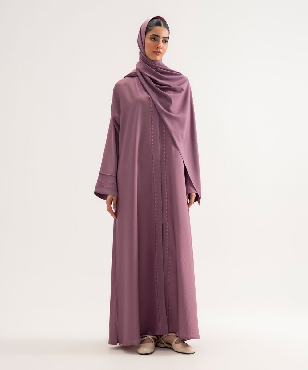 Women's Polyester Mauve/Magenta Regular Abaya Set