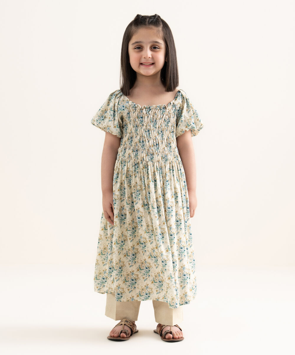 Girls Two Piece Printed Arabic Lawn Suit