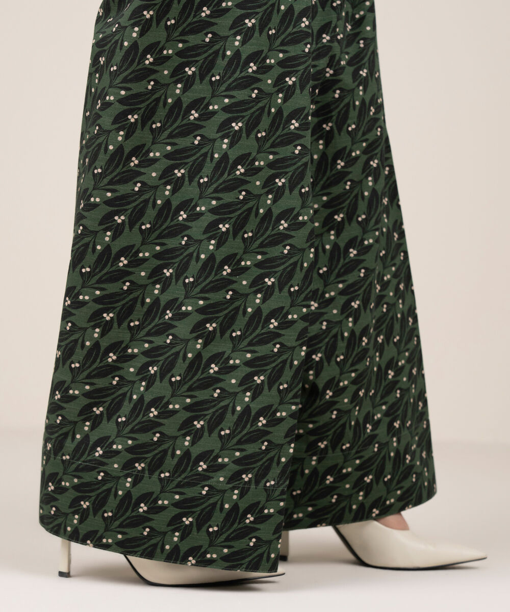 Women's RTW Khaddar Printed Green Farshi Shalwar