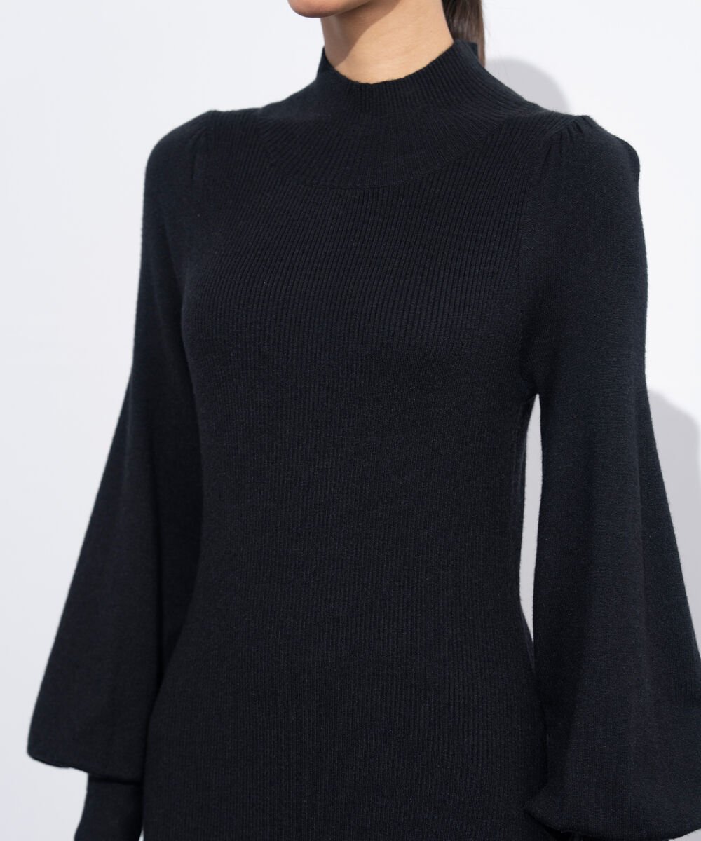 Women's Western Wear Black Sweater Knit Dress
