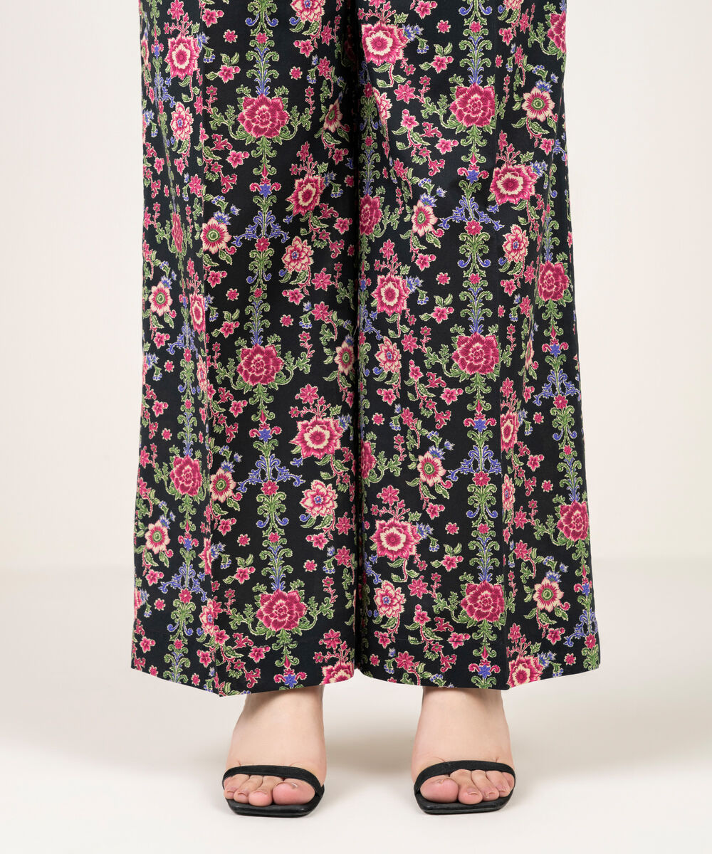 Women's RTW Cambric Printed Black Culottes