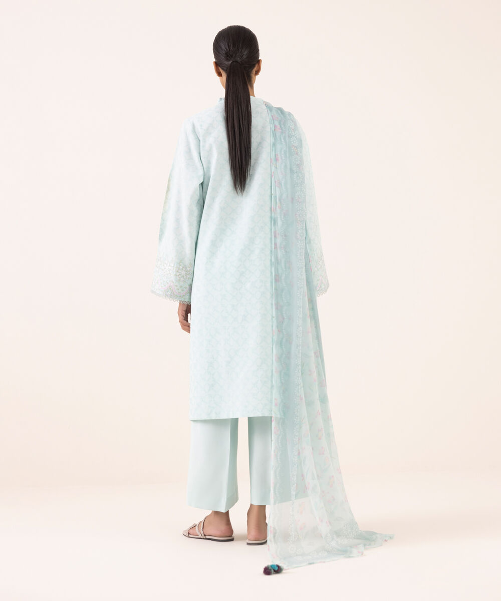 Women's Unstitched Linen Jacquard Dyed Three Piece Suit