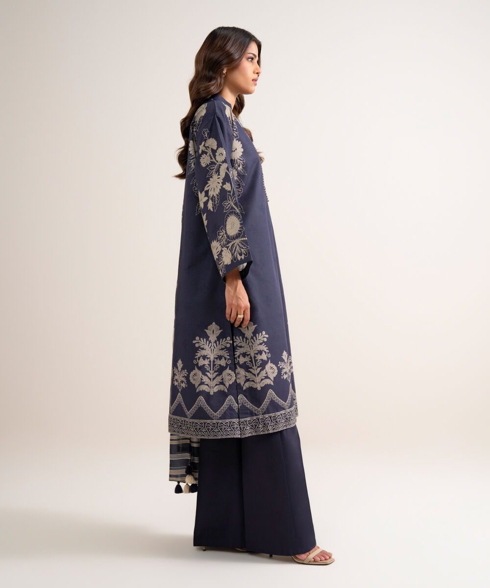 Women's Unstitched Printed Lawn Purple 3 Piece Suit