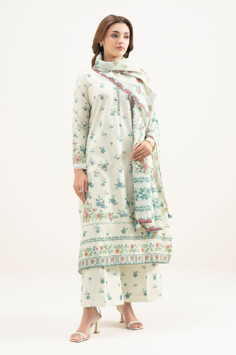 3 Piece - Printed Zari Lawn Suit