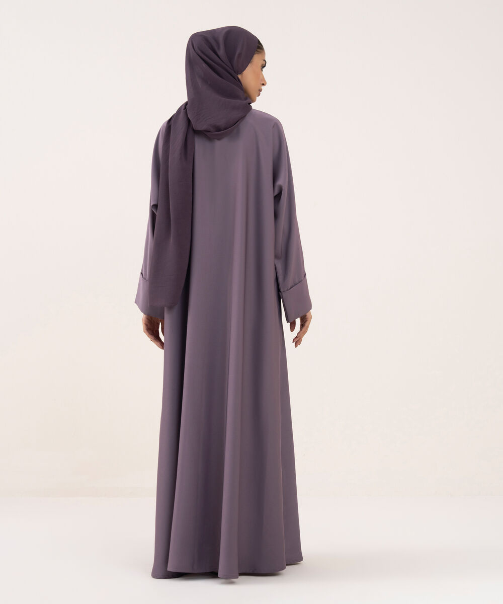 Women's Mauve Polyester Abaya