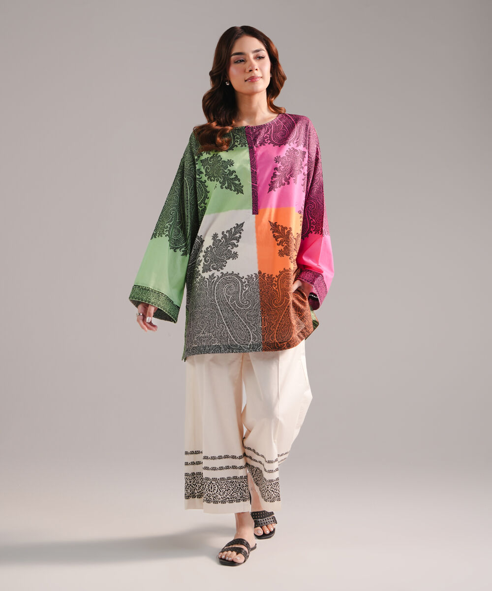 Women's RTW Cambric Printed Multi Straight Shirt