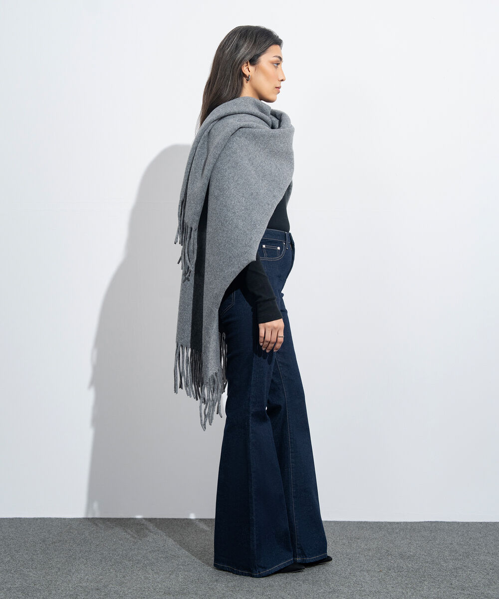 Women's Western Wear Grey Cape Shawl