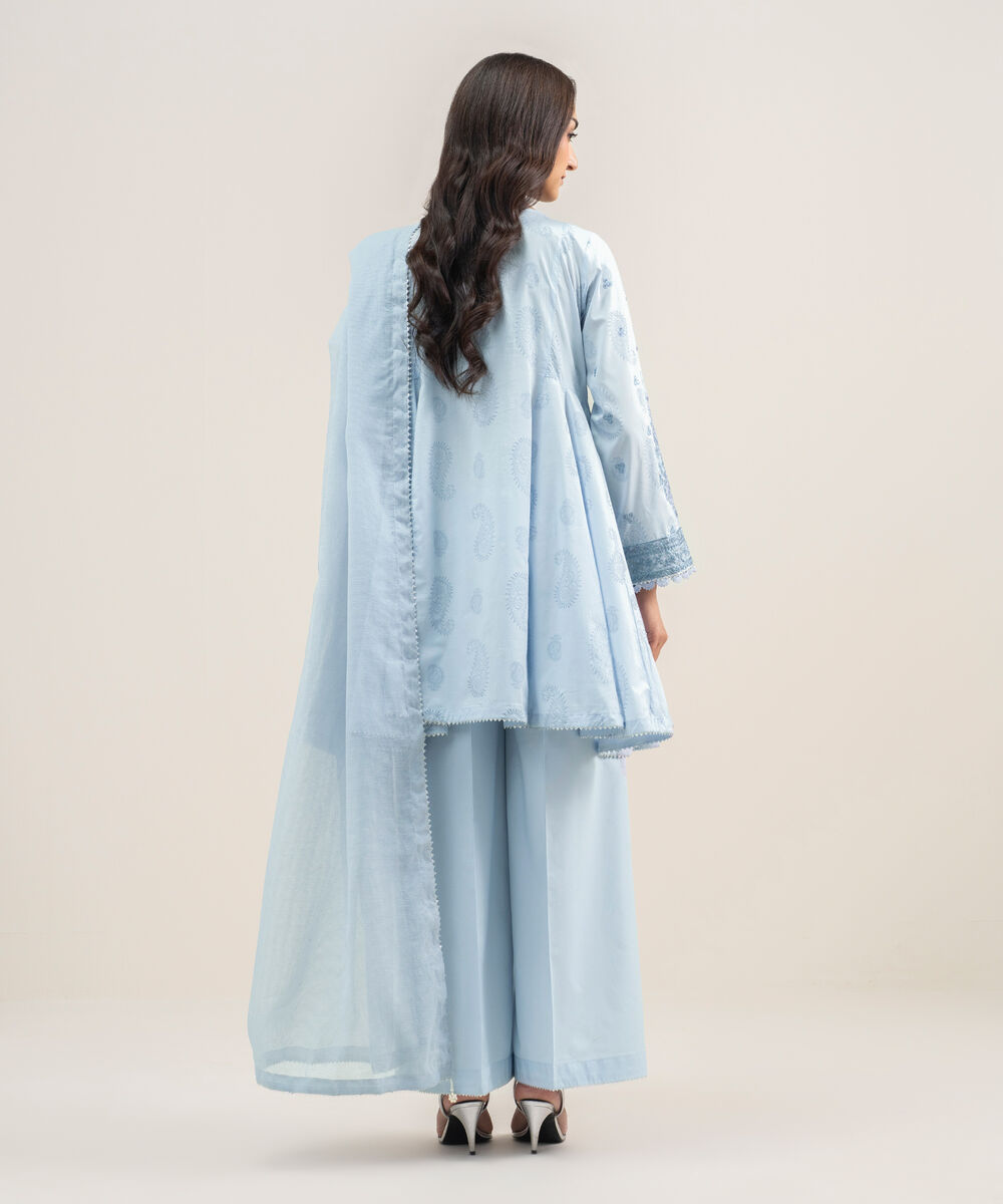 Women's RTW Lawn Embroidered Ice Blue 3 Piece Suit