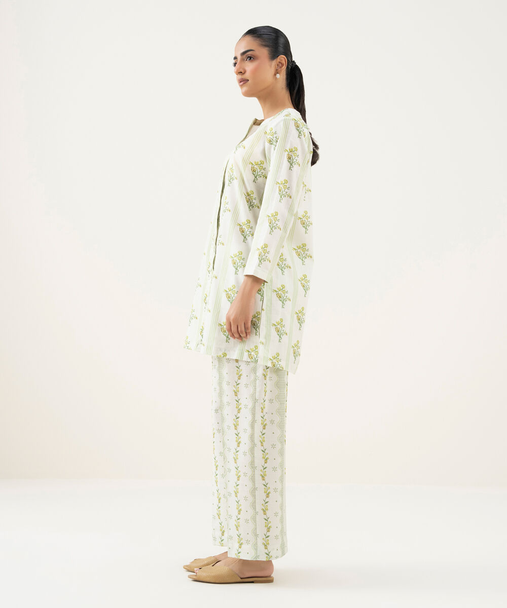 Women's RTW Crosshatch Printed Green Straight Shirt