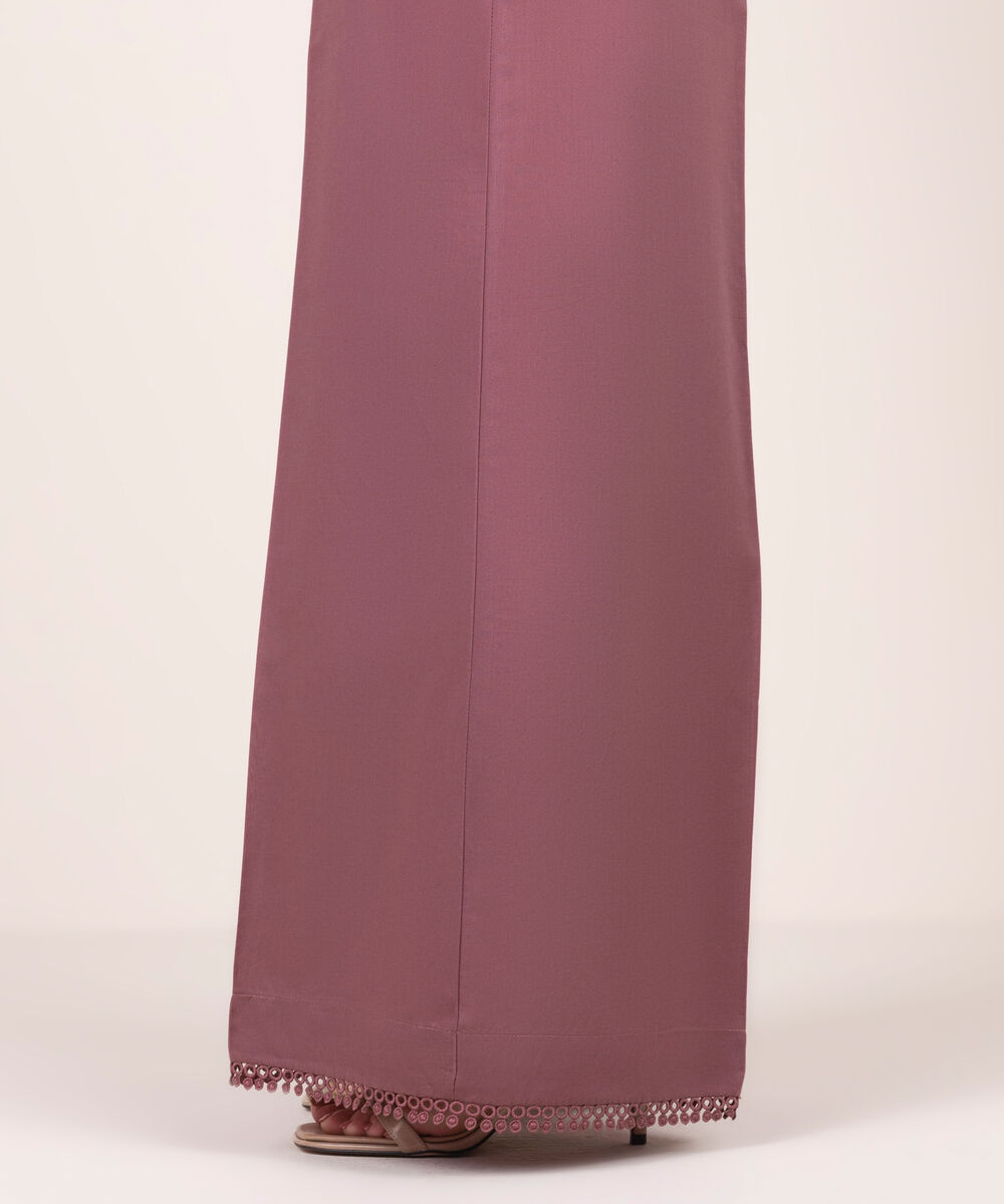 Women's RTW Lawn Solid Mauve Flared Pants
