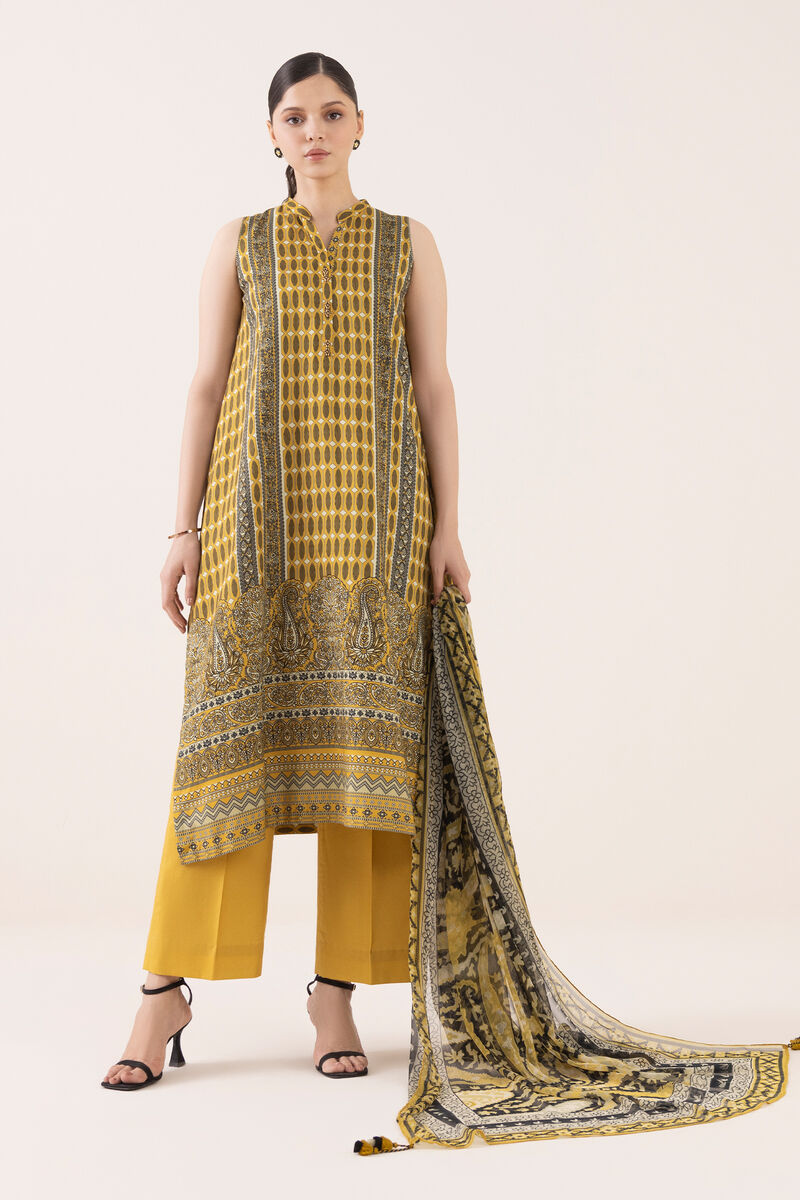 3 Piece - Printed Light Linen Suit