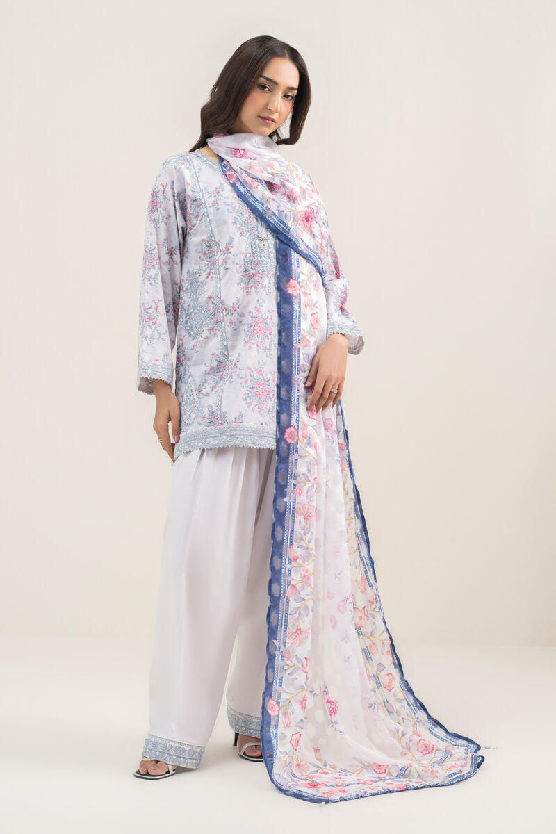 3 Piece - Embroidered Zari Lawn Suit