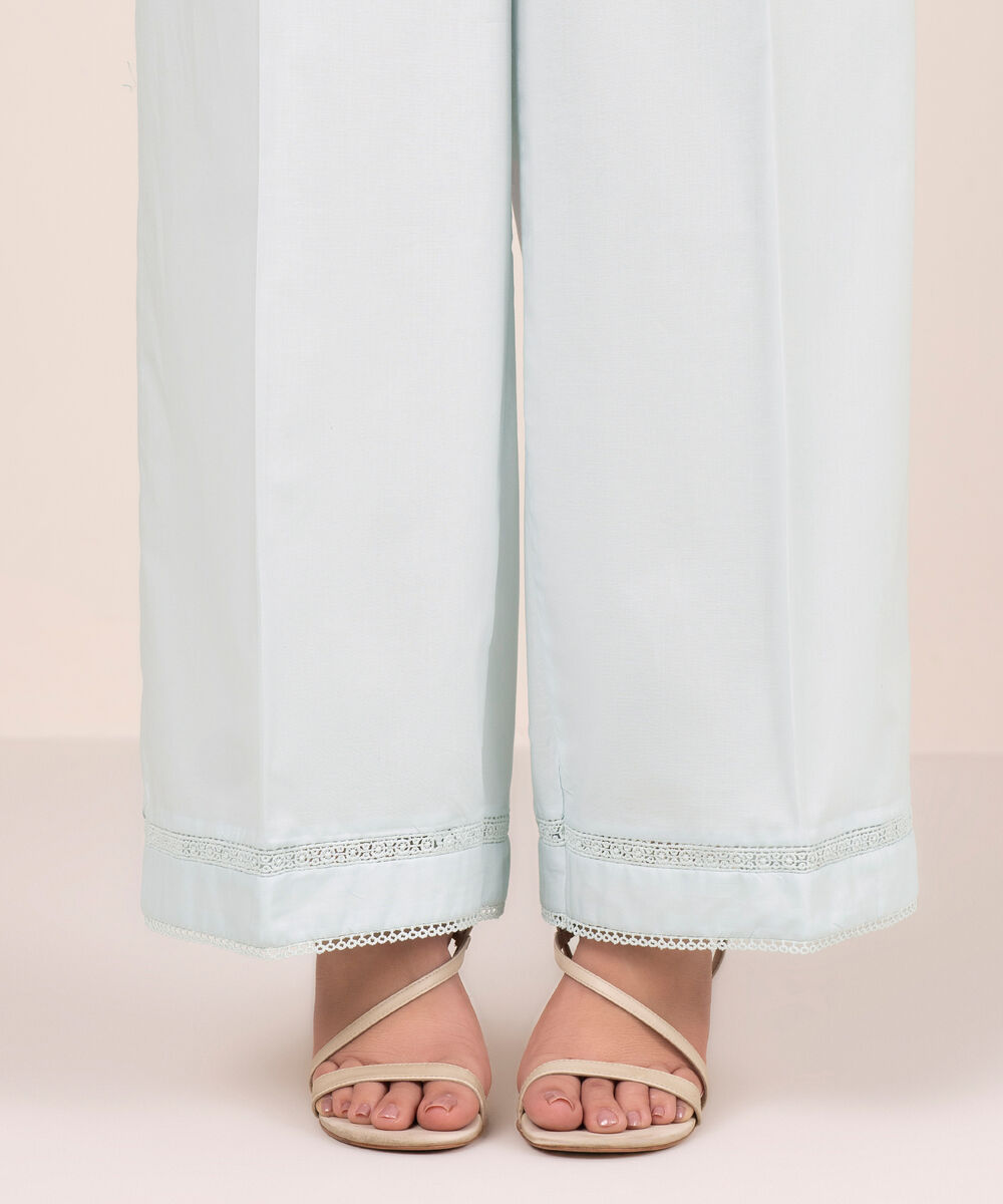 Women's RTW Cambric Solid Blue Culottes