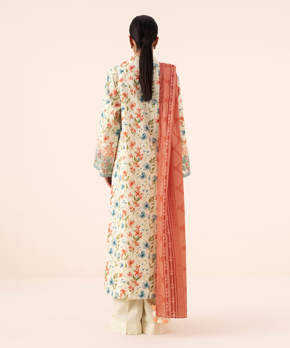 Women's Unstitched Cotton Embroidered Multi 3 Piece Suit