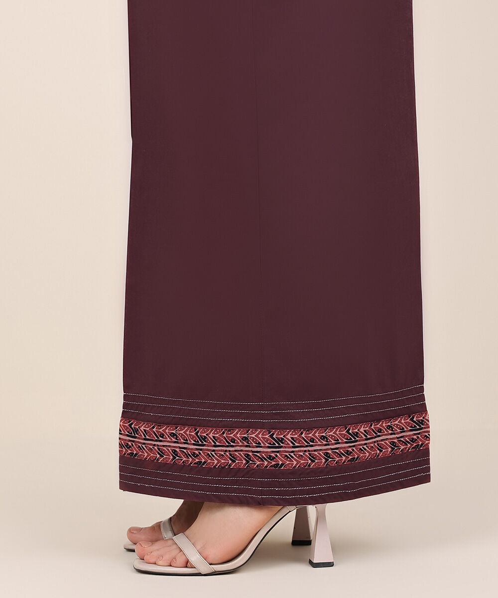 Women's RTW Cambric Red Solid Flared Pants