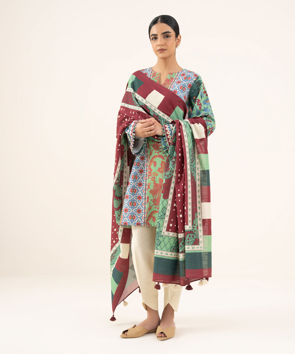 Women's Unstitched Lawn Printed Multi 2 Piece Suit