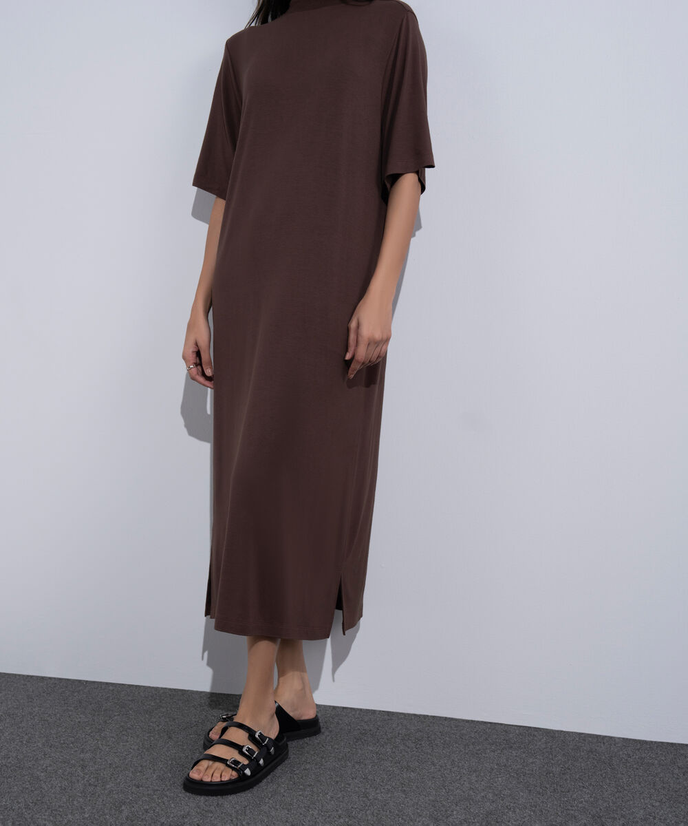 Women's Western Wear Brown T-Shirt Short Sleeve Dress