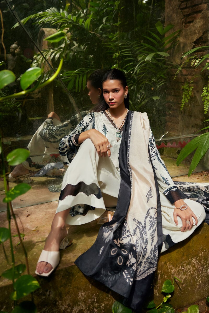 3 Piece - Embroidered Viscose Satin Suit