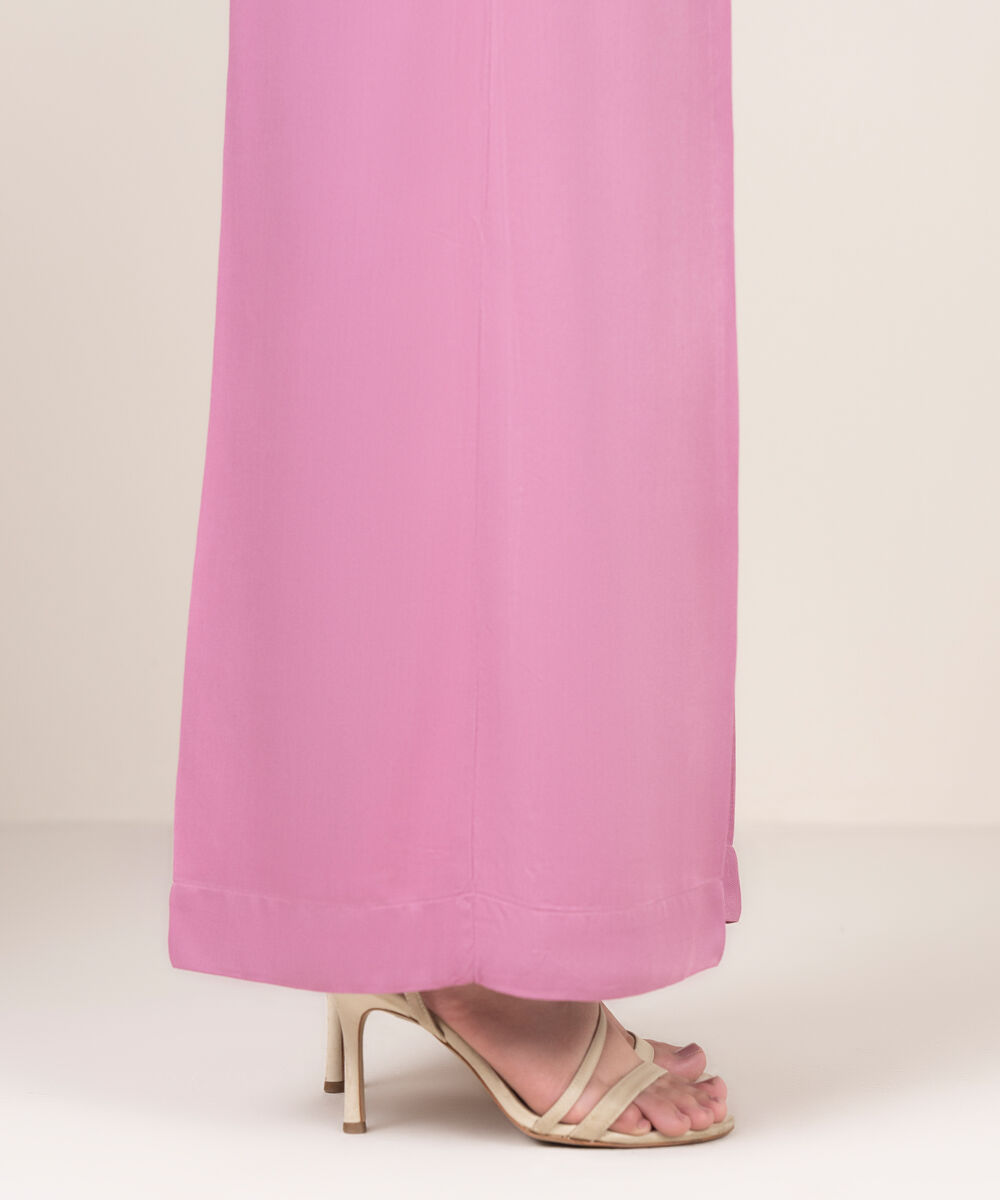 Women's RTW Bedford Solid Pink Flared Pants