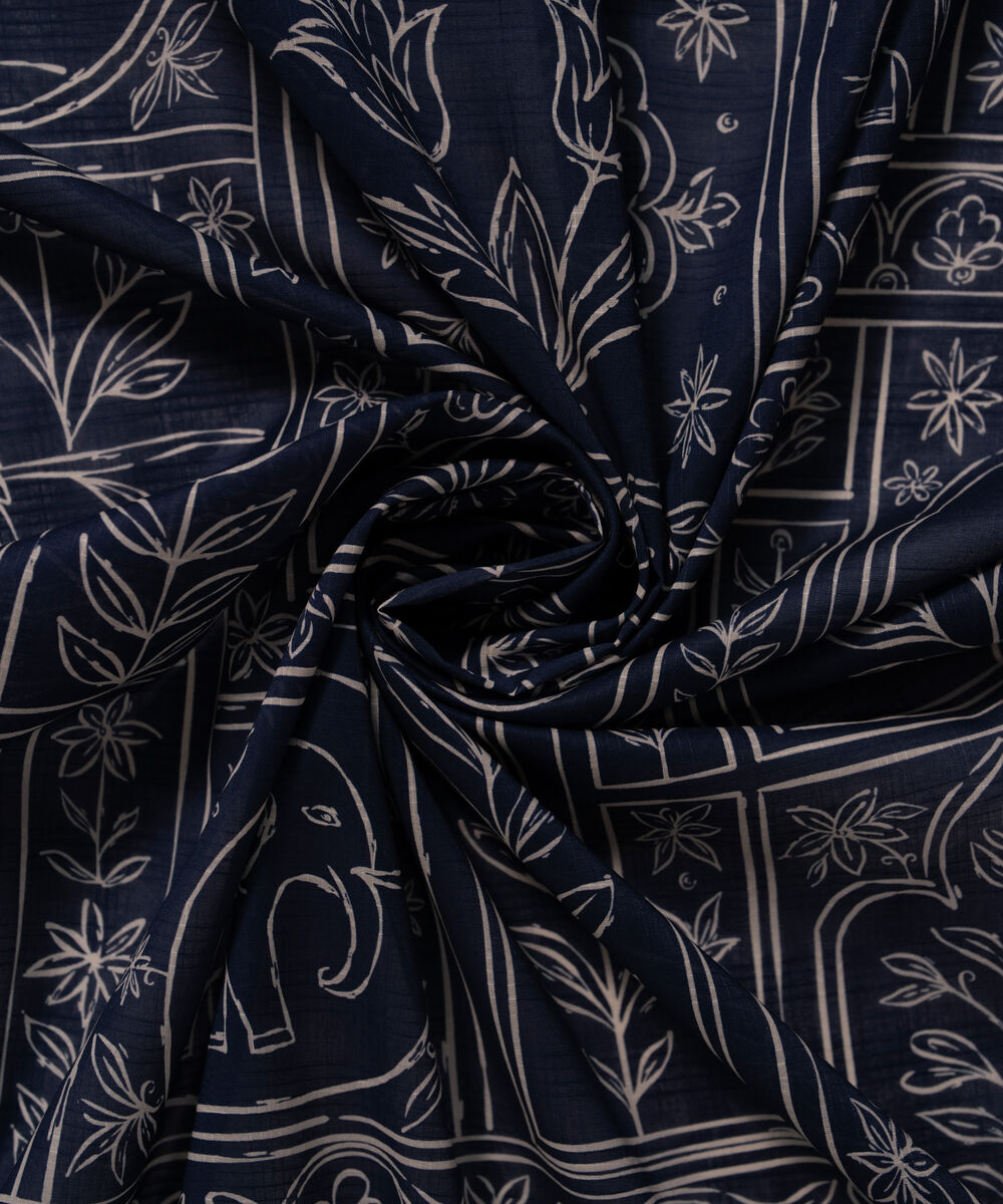 Lawn Printed Dark Blue Dupatta