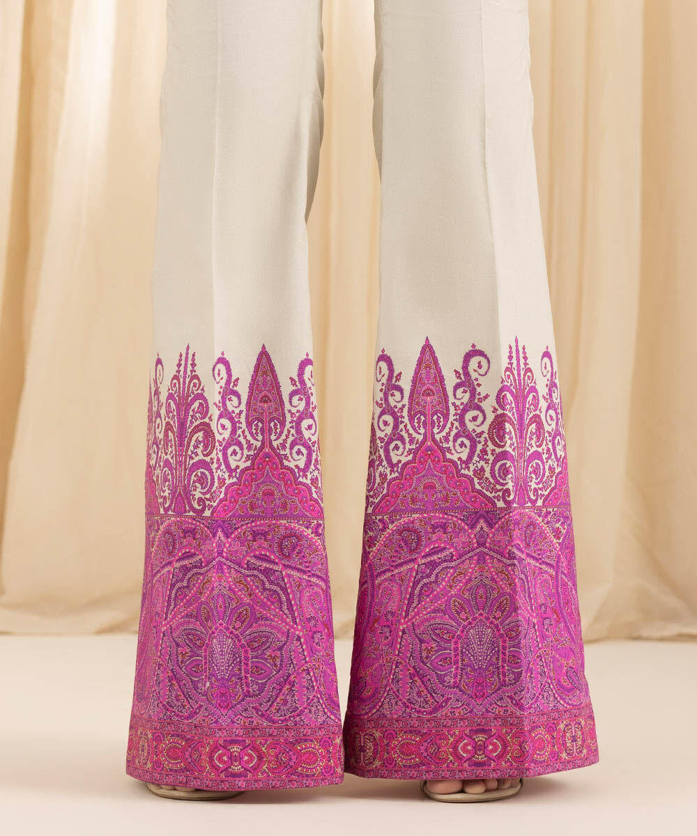 Unstitched Women's Embroidered Lawn Pink Three Piece Suit