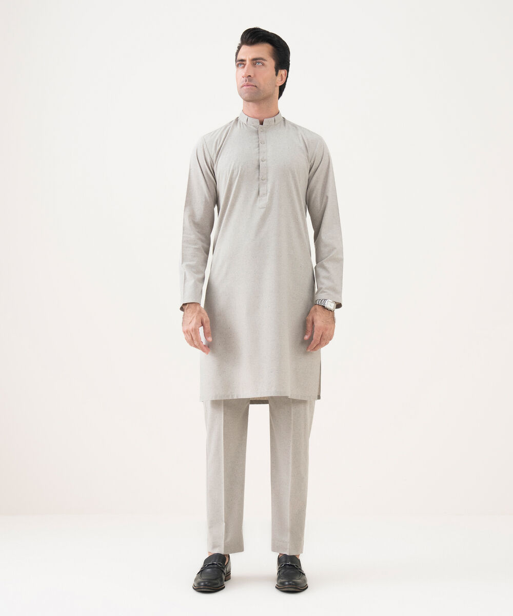 Men's Viscose Plain Grey Kurta Trousers