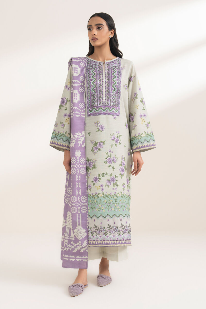 3 Piece - Embroidered Khaddar Suit