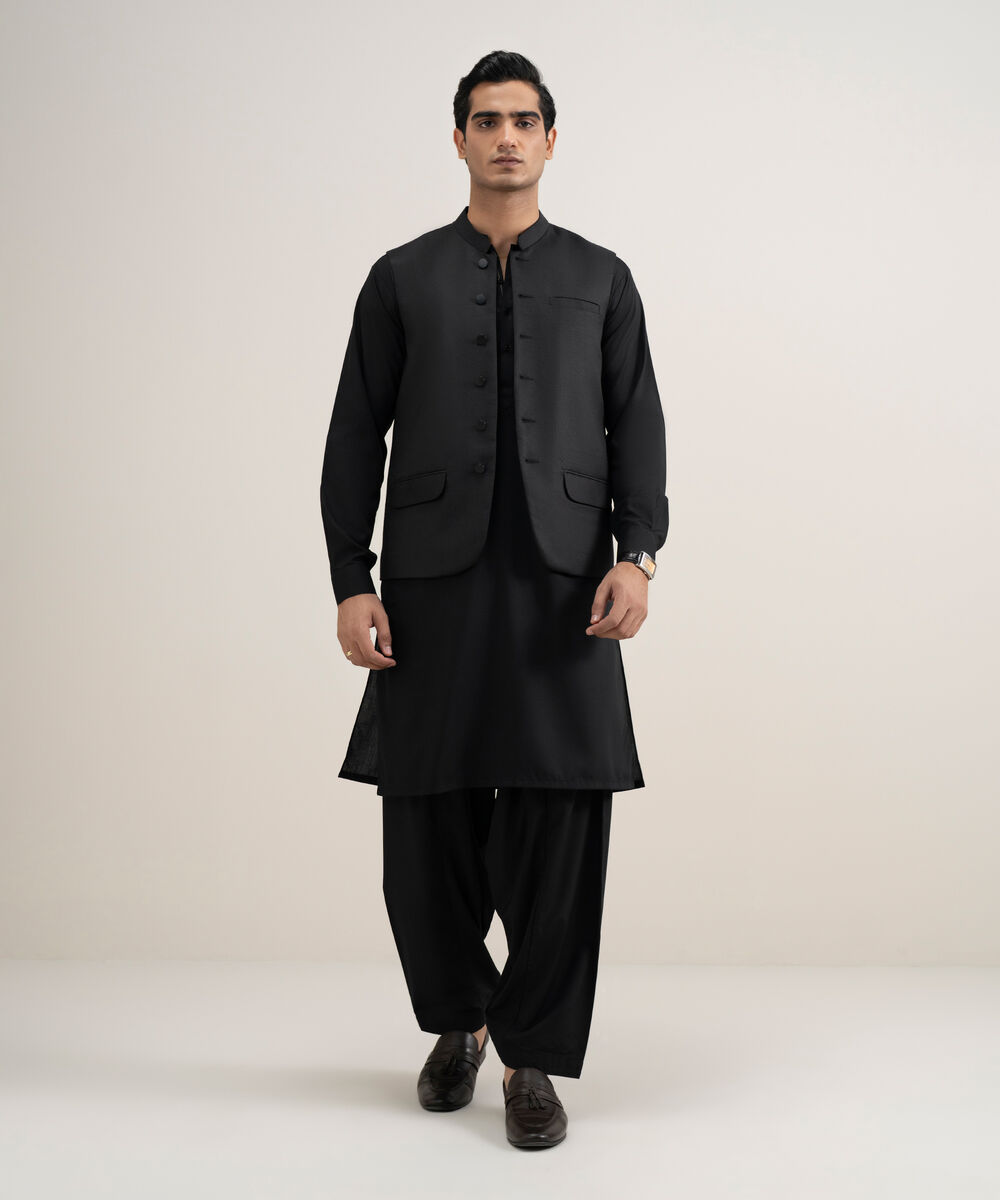 Men's Stitched Tropical Suiting Brown Waistcoat