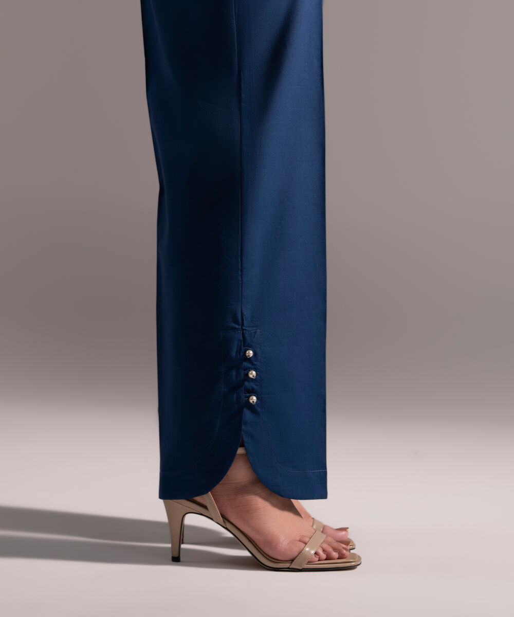 Women's RTW Cambric Solid Blue Shalwar