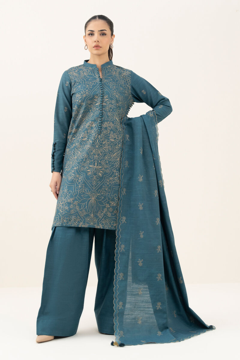 3 Piece - Embroidered Cotton Suit