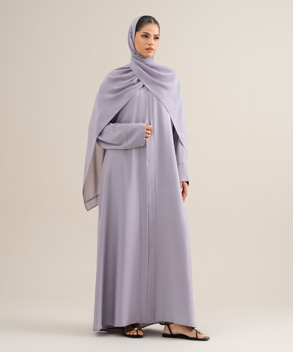 Women's Polyster Lilac Regular Abbaya Set