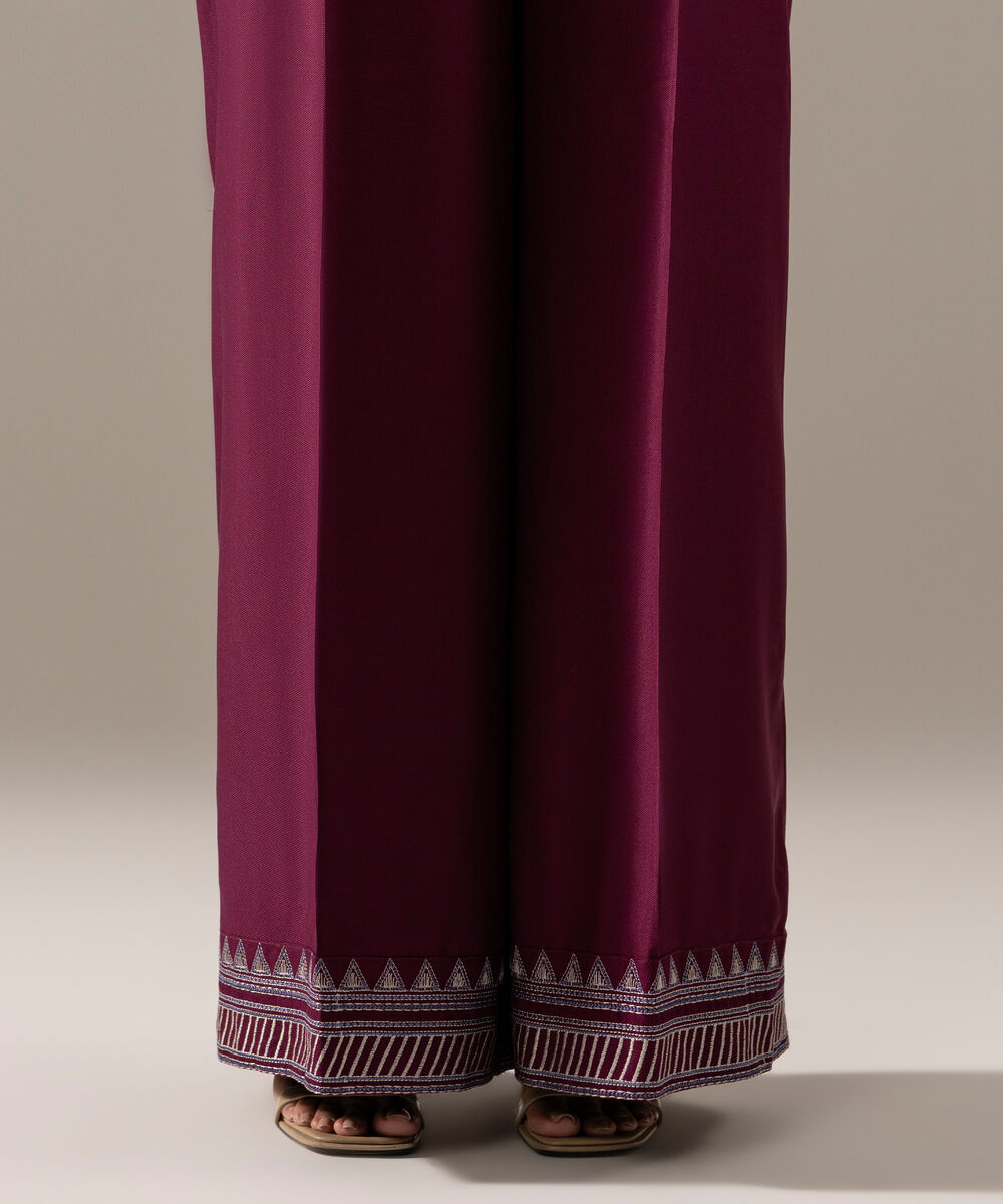 Women's RTW Bedford Solid Purple Flared Pants