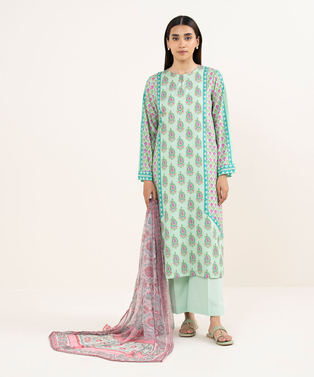 Women's RTW Arabic Lawn Multi Printed Straight Shirt