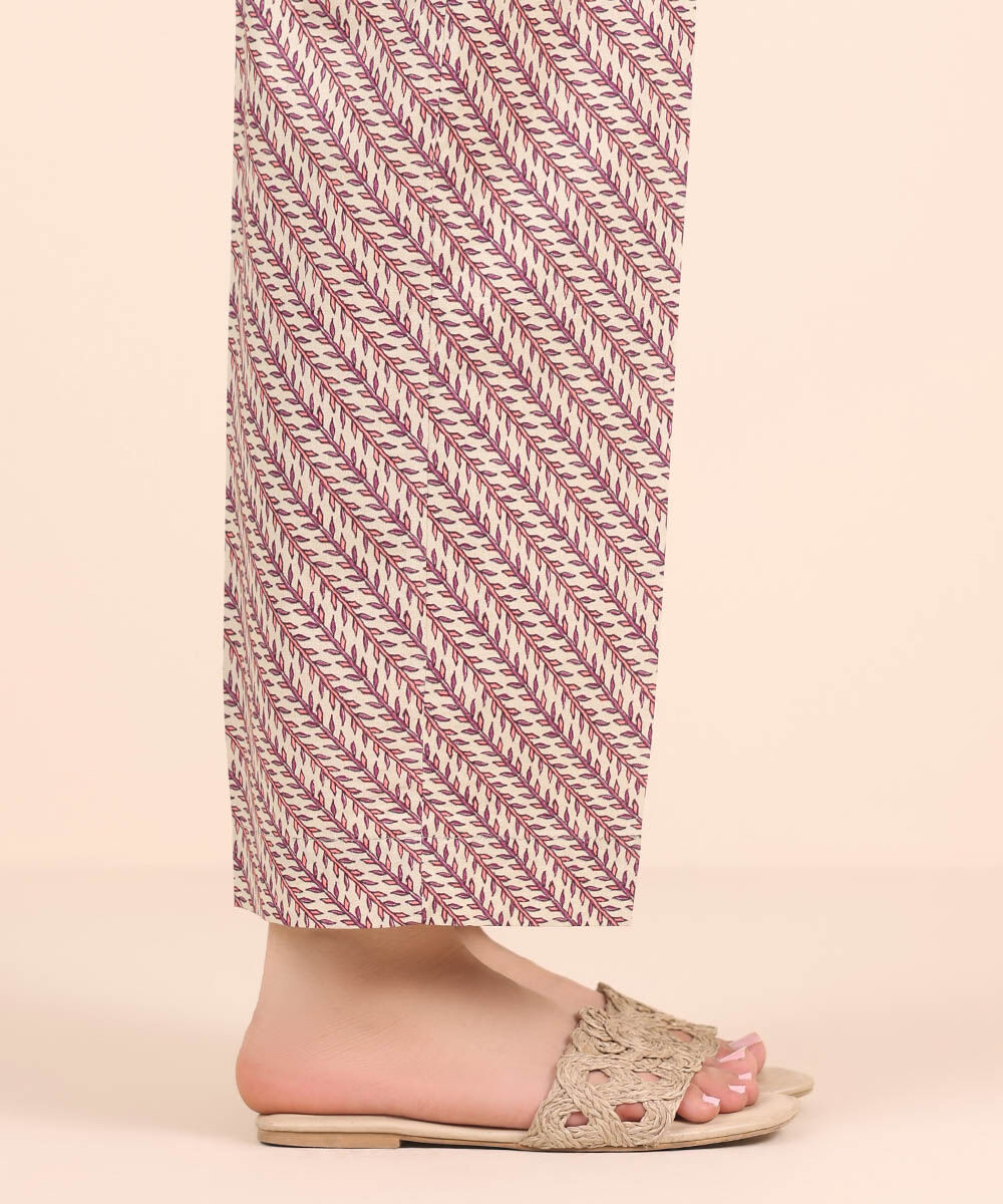 Women's RTW Cambric Purple Printed Straight Pants