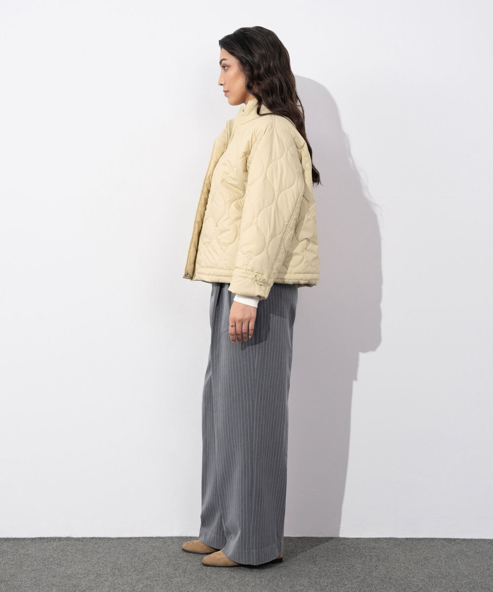 Women's Western Wear Butter Yellow Water Repellent Quilted Puffer