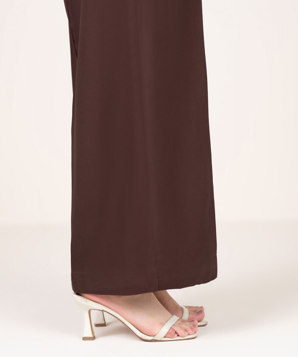 Women's RTW Khaddar Solid Brown Culottes