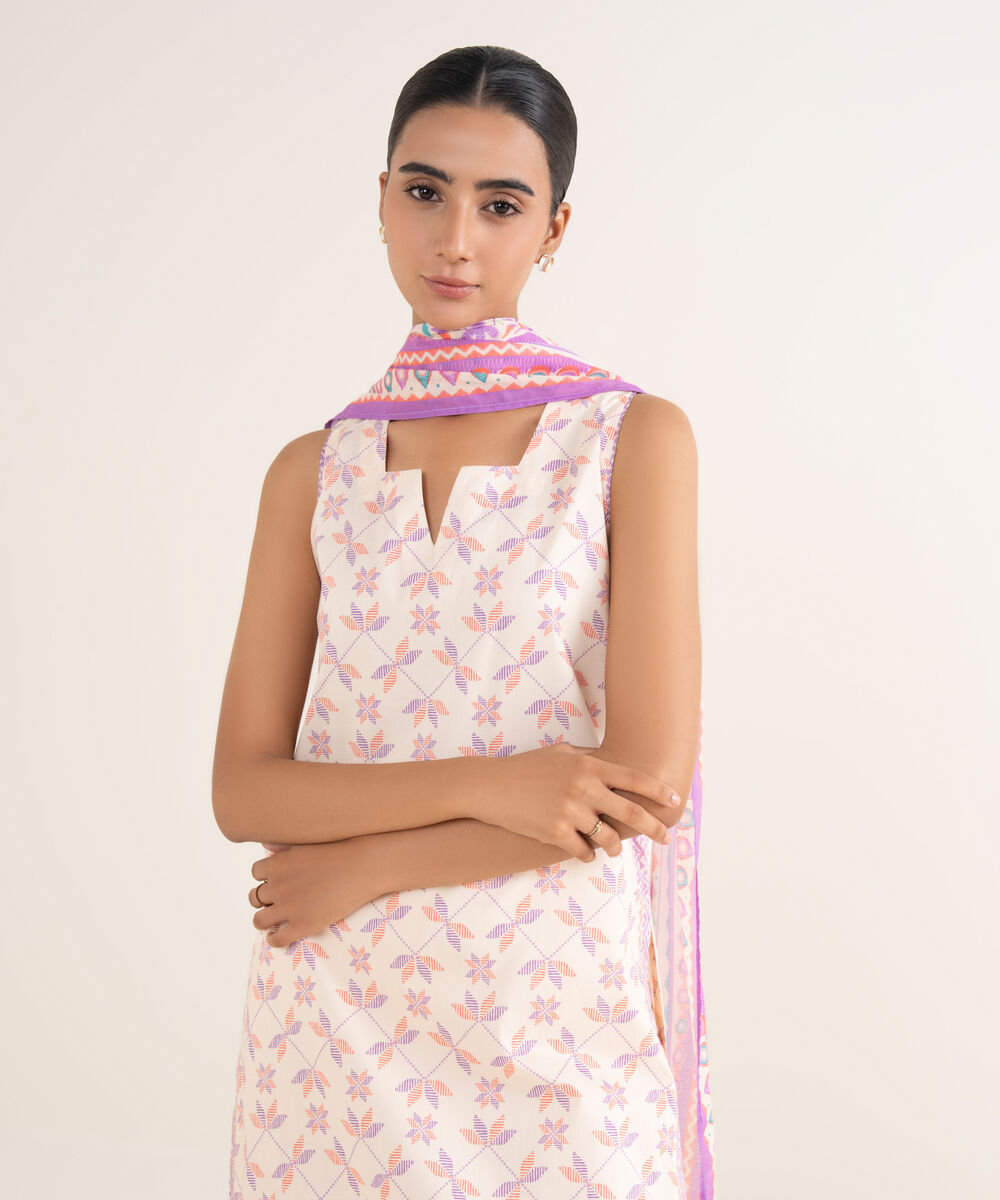 Women's Unstitched Lawn Printed Multi 2 Piece Suit