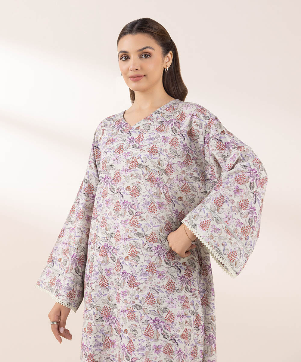 Woman - Multi Printed Khaddar Shirt