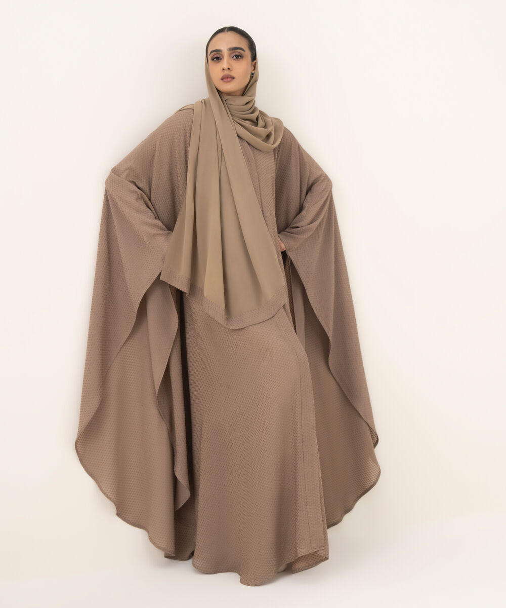 Women's light brown kaftan Abaya set