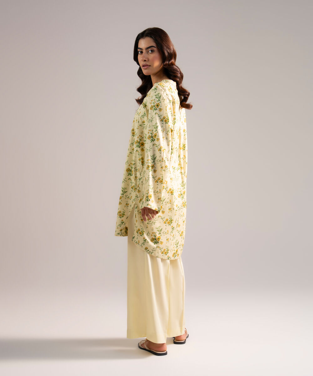 Women's RTW Arabic Lawn Printed Pale Yellow 2 Piece Suit