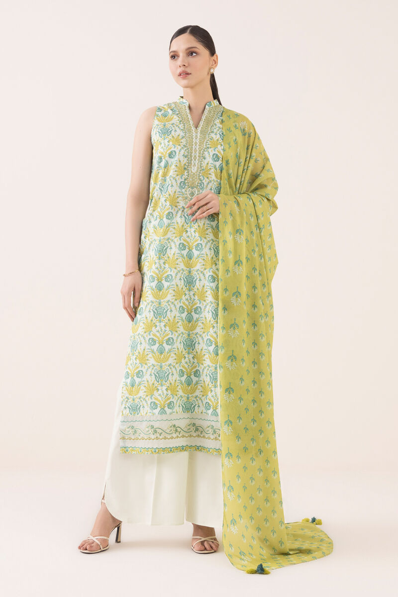 3 Piece - Embroidered Cotton Suit