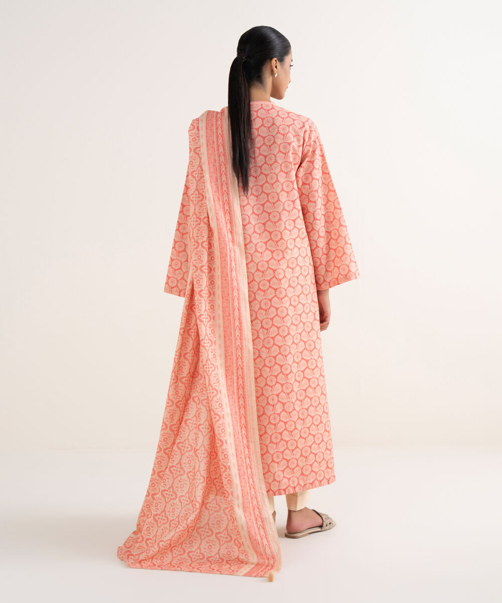 Women's Unstitched Light Khaddar Printed Pink Two Piece Suit