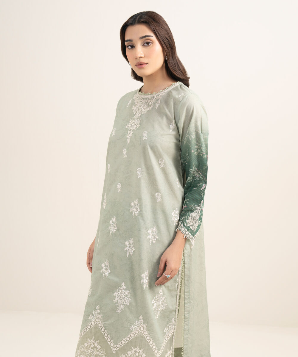 Women's RTW Zari Lawn Embroidered Mint Green 2 Piece Suit