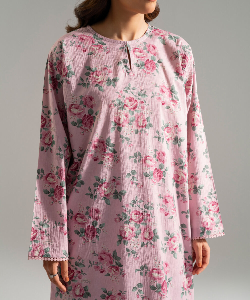 Women's RTW Seersucker Embroidered Pink 2 Piece Suit