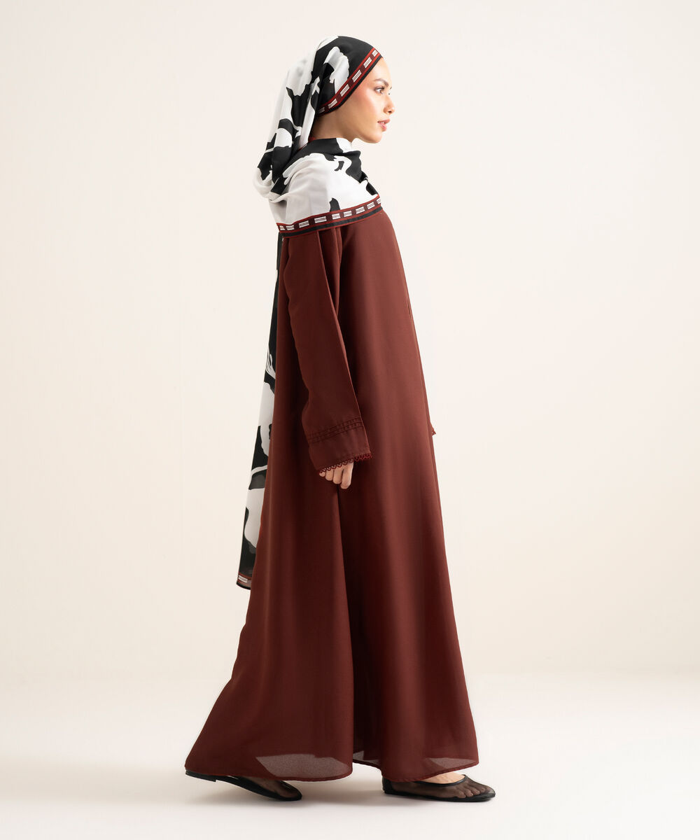 Women's Rust V-Neck Regular Abbaya Set